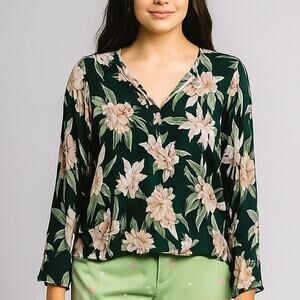 Show Me Your Mumu Green Floral Jamie Tunic Blouse Mini Dress Dress -Size S -GUC